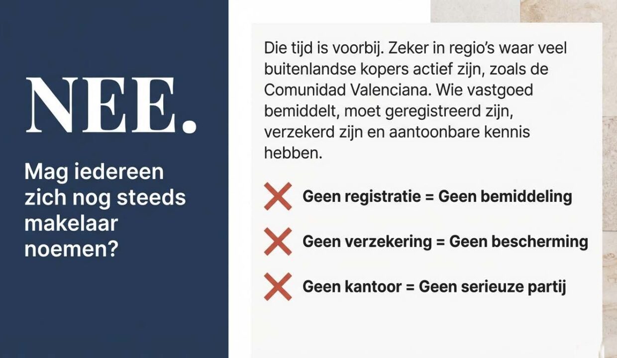 Mag iedereen zich makelaar noemen in Spanje 2026 Huis kopen aan de Costa Blanca